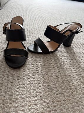 Black Block Heel Slingback Sandals